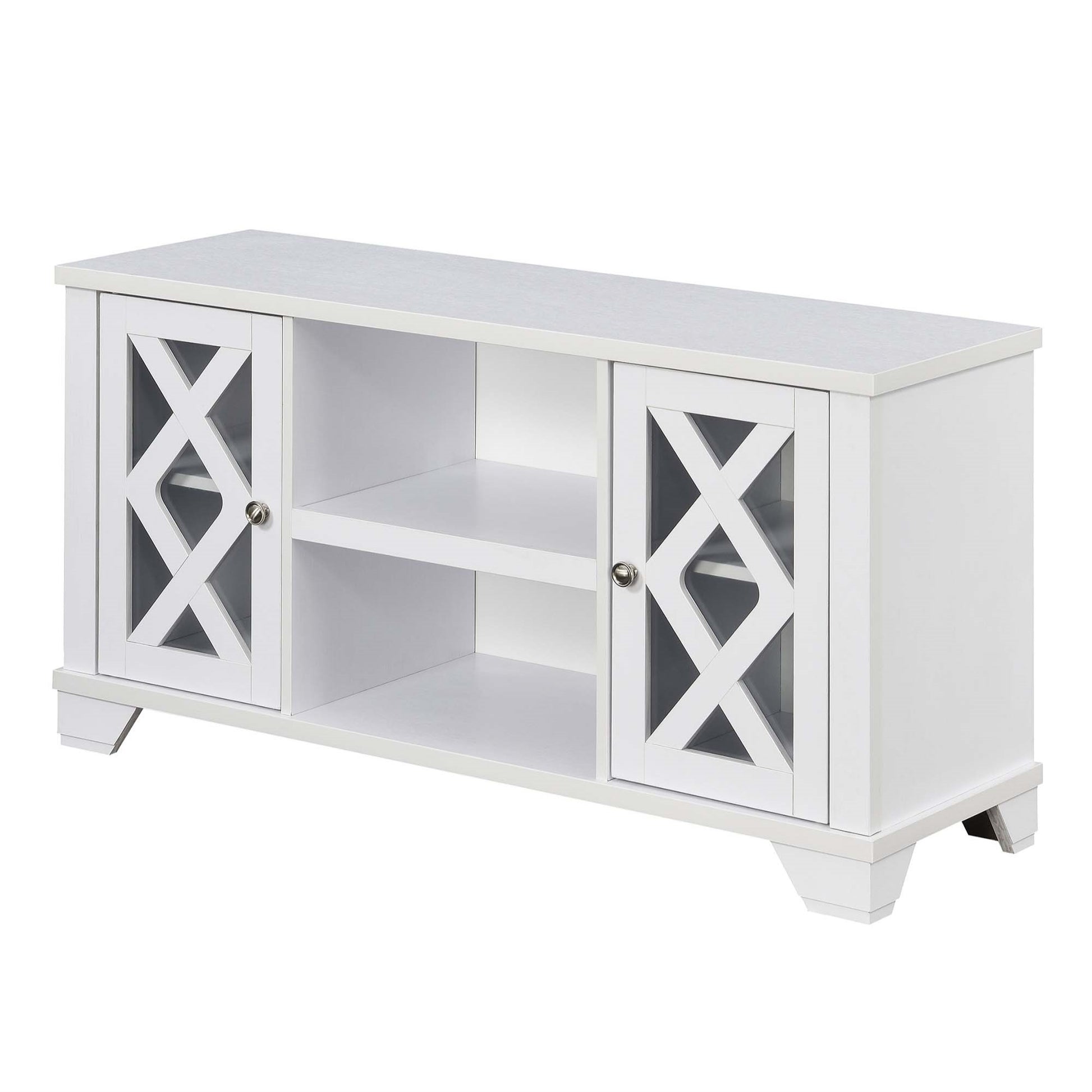 CasaFoyer Gateway TV Stand - Stylish & Functional with Ample Storage. X-Shape Cabinets, Cable Management Holes. Durable MDF Construction.
