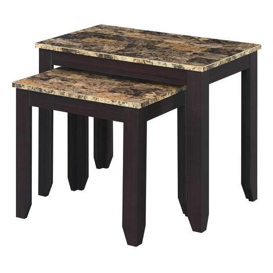 CasaFoyer Baja Nesting End Tables - 2-Tier Layout, Space-Saving Design, MDF & Particle Board Construction