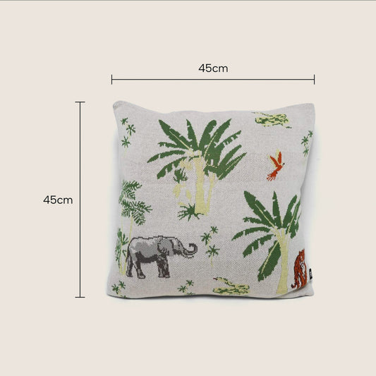 Pillows | Vibrant Jungle Adventure Kids Cushion - 100% Cotton - Plush & Cozy - Easy to Clean - 45x45cm | casafoyer.myshopify.com