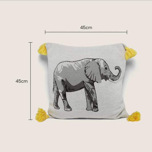 Bedding, Pillows | Majestic Elephant Jungle Cushion - 100% Cotton - Removable Cover - Easy Cleaning - 45x45cm - Elevate Your Living Area | casafoyer.myshopify.com