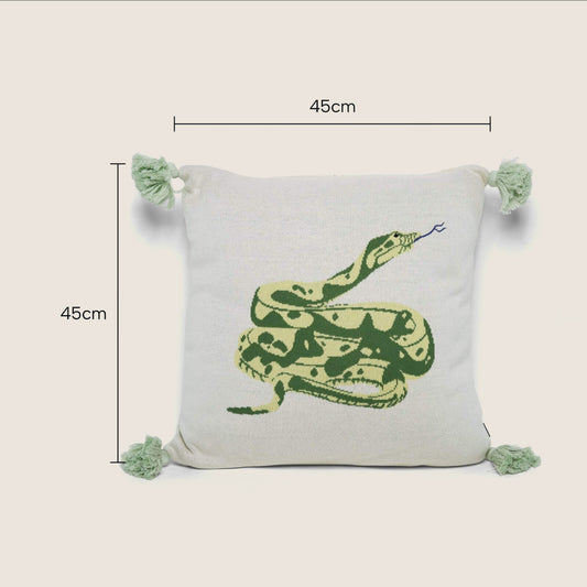 Throw Pillows, Kitchen & Dining Features | Enchanting Jungle Adventure Snake Cushion - 100% Cotton - Vibrant Design - Zip Opening - Removable Cover - 45x45cm - Perfect for Kids & Adults | casafoyer.myshopify.com