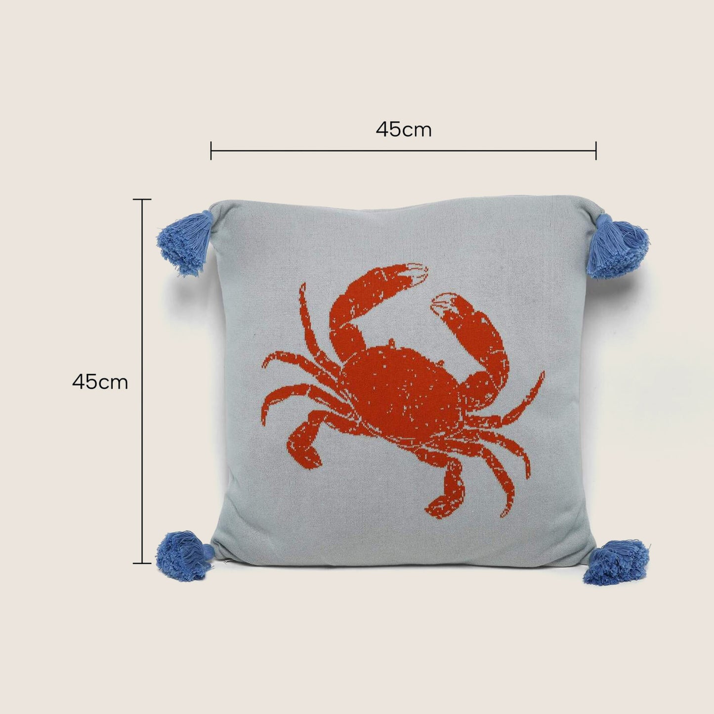 Throw Pillows, Kitchen & Dining Features | Ocean Enthusiast's Delight: Vibrant Crab Design Kids Cushion - 100% Cotton Cover - Polyester Filling - Zip Opening - 45x45cm | casafoyer.myshopify.com