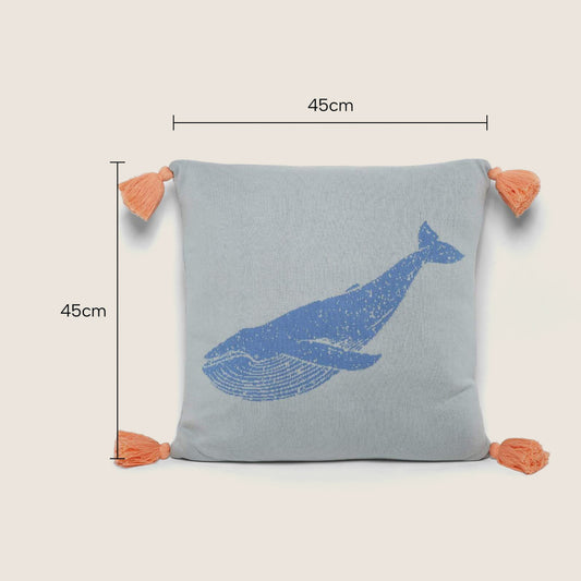 Edge & Corner Guards | Ocean Enthusiast Kids Cushion - Tranquil Whale Design - 100% Cotton Cover - Soft & Comfortable - Easy to Clean - 45x45cm | casafoyer.myshopify.com