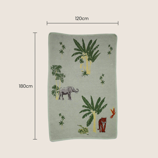 Rugs, Kitchen & Dining Features | Casafoyer Wilderness Adventure Kids Rug - Jungle Theme - 100% Cotton - Soft & Durable - 80x120cm - Sage Green - Inspire Your Child's Imagination | casafoyer.myshopify.com
