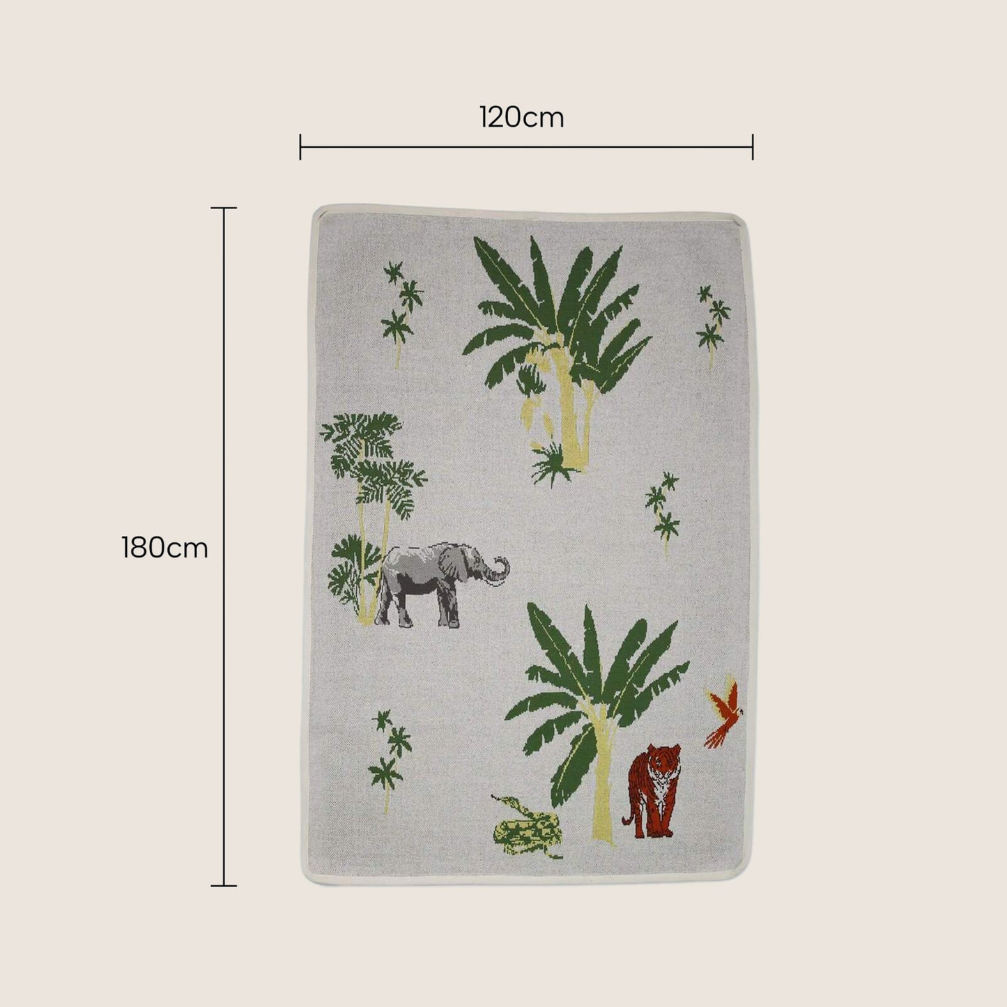 Rugs, Kitchen & Dining Features | Casafoyer Wilderness Adventure Kids Rug - 100% Cotton - Jungle Theme with Wild Animals & Palm Trees - 80x120cm - Ideal for Playrooms & Bedrooms | casafoyer.myshopify.com