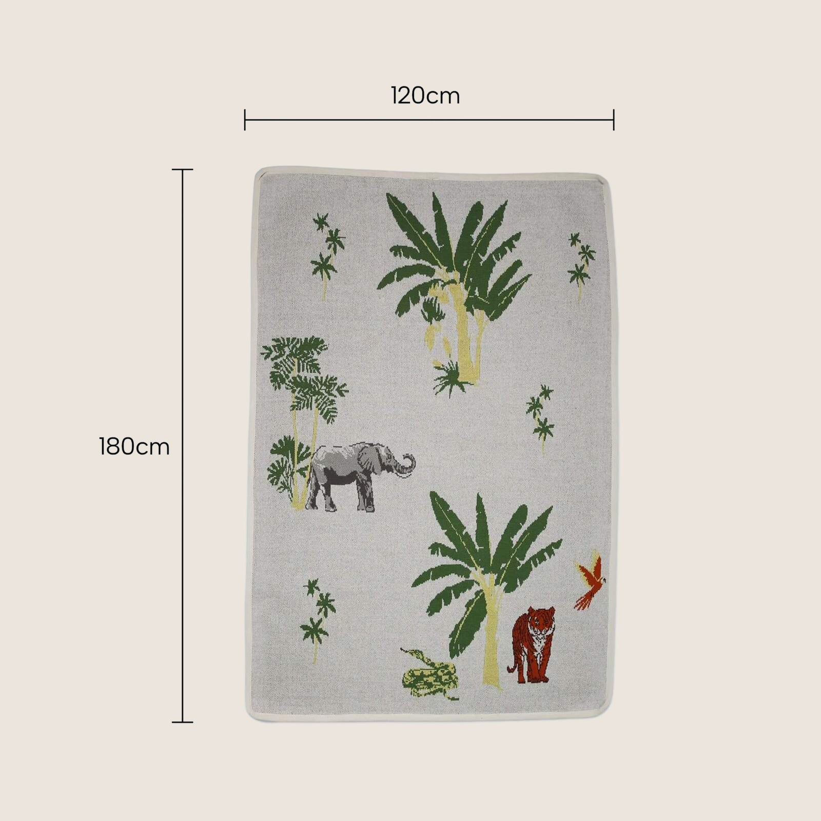 Rugs, Kitchen & Dining Features | Casafoyer Wilderness Adventure Kids Rug - 100% Cotton - Jungle Theme with Wild Animals & Palm Trees - 80x120cm - Ideal for Playrooms & Bedrooms | casafoyer.myshopify.com