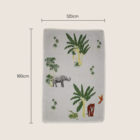 Rugs, Kitchen & Dining Features | Casafoyer Wilderness Adventure Kids Rug - 100% Cotton - Jungle Theme with Wild Animals & Palm Trees - 80x120cm - Ideal for Playrooms & Bedrooms | casafoyer.myshopify.com