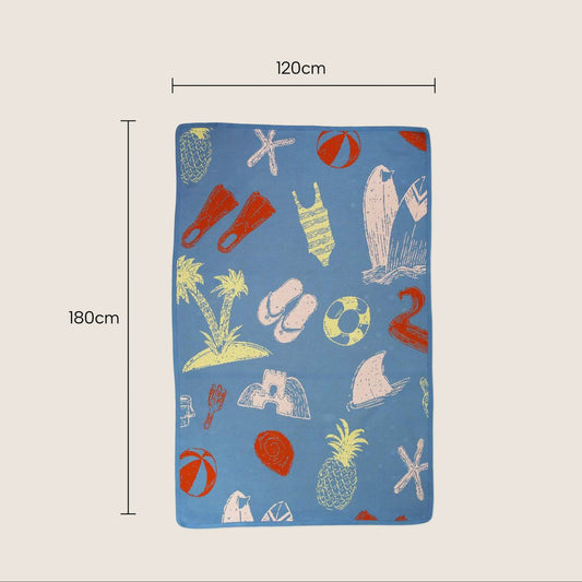 Rugs, Kitchen & Dining Features | Casafoyer Tropical Delight Kids Rug - Vibrant Fruits & Seaside Souvenirs - 100% Cotton - Perfect for Nursery or Living Area - 80x120cm | casafoyer.myshopify.com