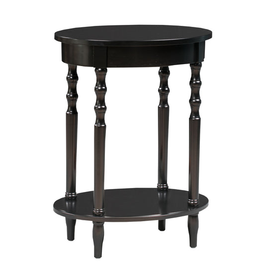 CasaFoyer Timeless Elegance: Classic Accents Brandi Oval End Table with Shelf - Solid Wood, Spindled Legs, Convenient Storage, Versatile Design