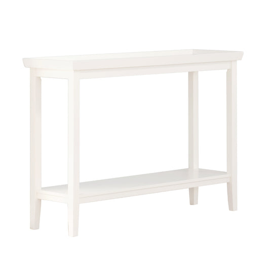 CasaFoyer Ledgewood Console Table with Shelf - Traditional Contemporary Style, Solid Rubberwood and MDF Construction, Rich Veneer Finish, Tray-like Tabletop, Bottom Shelf for Display, Tapered Legs - CasaFoyer