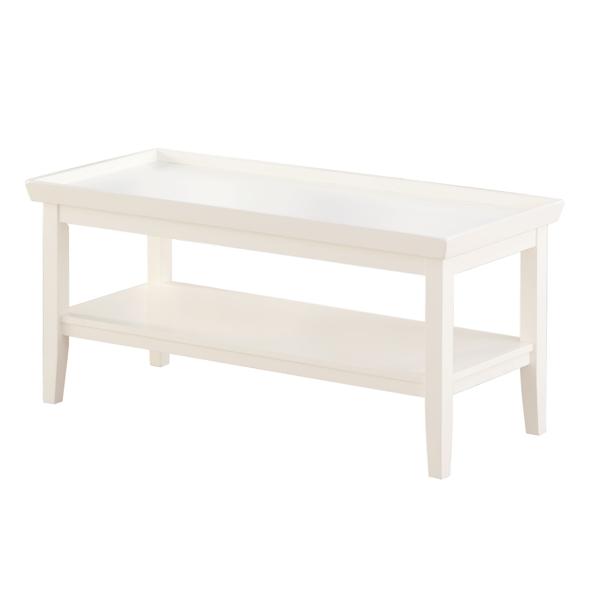 CasaFoyer "Ledgewood Coffee Table with Shelf - Solid Rubberwood, Tray-like Table Top, Bottom Shelf for Storage - Ledgewood Collection"