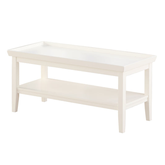 CasaFoyer "Ledgewood Coffee Table with Shelf - Solid Rubberwood, Tray-like Table Top, Bottom Shelf for Storage - Ledgewood Collection"