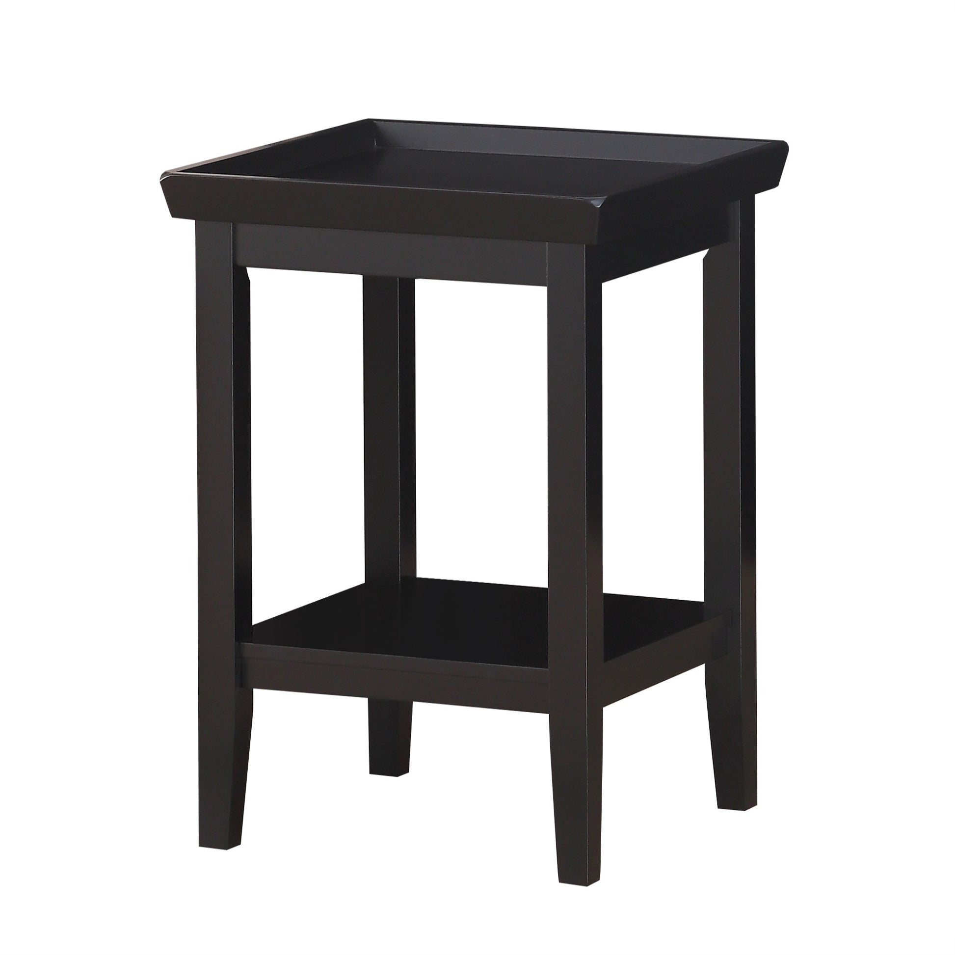 CasaFoyer "Ledgewood End Table with Shelves - Durable Rubberwood Construction - Tray-like Table Top - Bottom Shelf for Extra Storage - Classic Design - Collection"