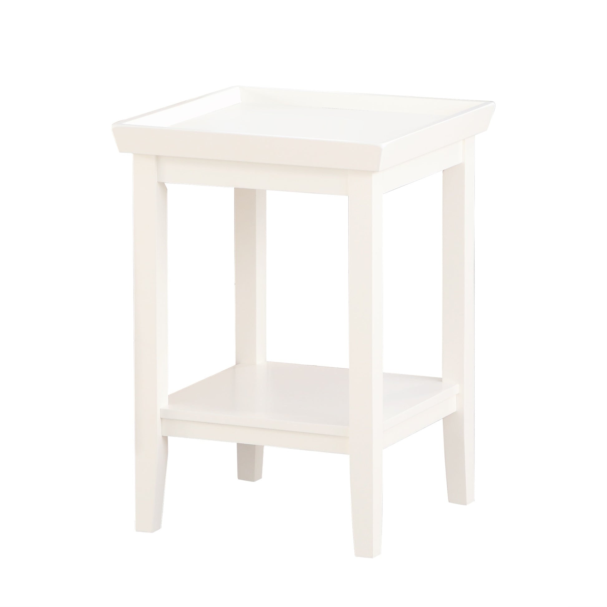 CasaFoyer "Ledgewood End Table with Shelves - Durable Solid Rubberwood Construction - Tray-like Table Top - Bottom Shelf for Extra Storage - Classic Tapered Leg Design - Ledgewood Collection"