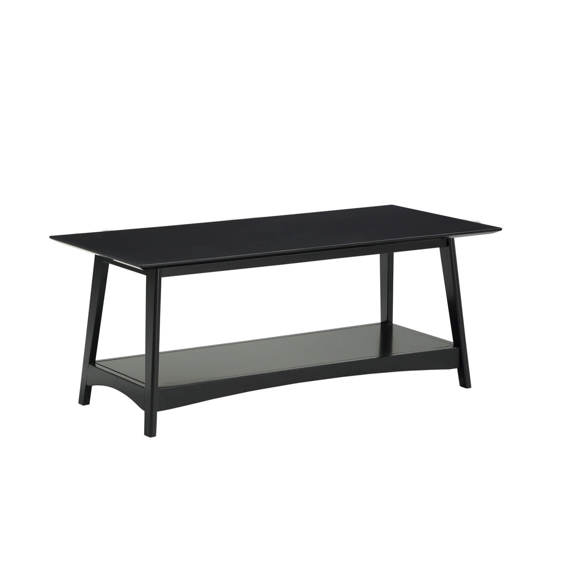 CasaFoyer Alpine Coffee Table with Shelf by - Mid-Century Modern Style, Solid Rubberwood Legs, Open Concept Design, Ample Storage Space, MDF Top, Easy Maintenance