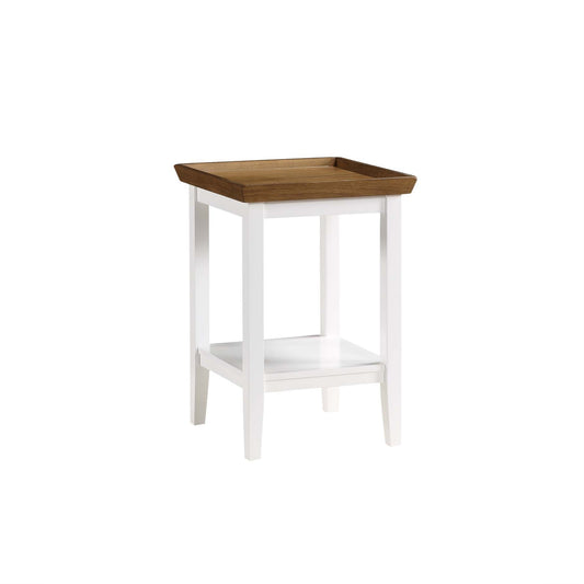 CasaFoyer "Ledgewood End Table with Shelves - Durable Rubberwood Construction - Tray-like Table Top - Bottom Shelf for Storage - Classic Design - Collection"