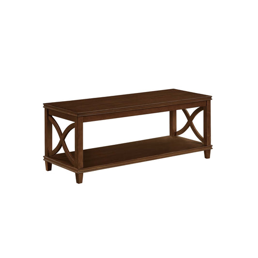 CasaFoyer Florence Coffee Table with Shelf - Italian Design, Elegant X-Shaped Side, Double-Edged Top & Bottom, Durable Rubberwood, Oak Veneer, Various Finishes, Perfect for Living Room.