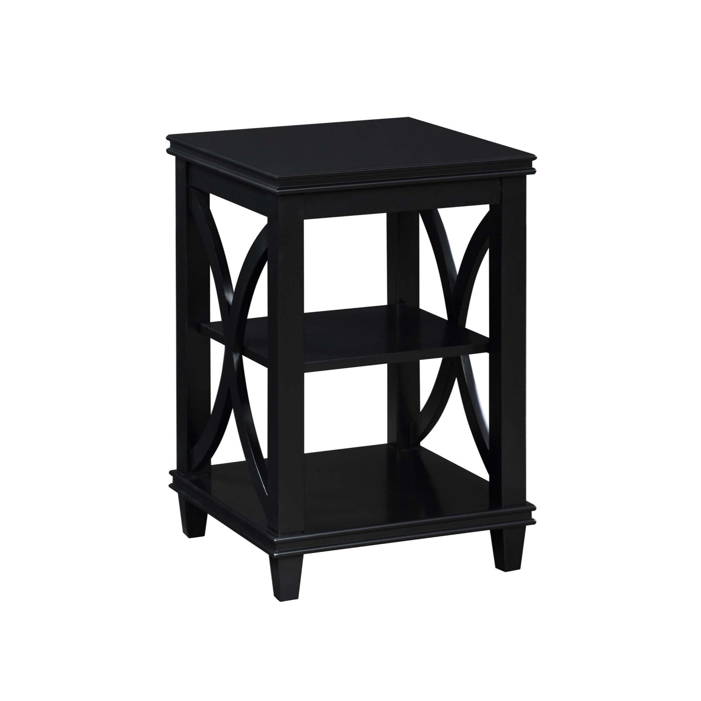 CasaFoyer Sophisticated Florence End Table with Shelves - Stable & Elegant X-Shaped Design - Florence Collection by - Sturdy Rubberwood - Oak Veneer - Multiple Finishes - Perfect for Showcasing Decor - Pair with Other Florence Collection Pieces