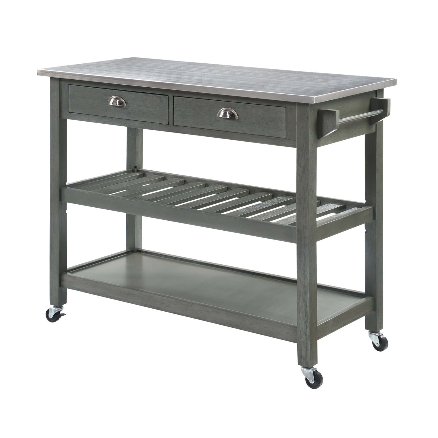 CasaFoyer American Heritage 3 Tier Stainless Steel Kitchen Cart with Drawers - Stylish, Practical, and Efficient. Perfect for Small Kitchens and Apartments.