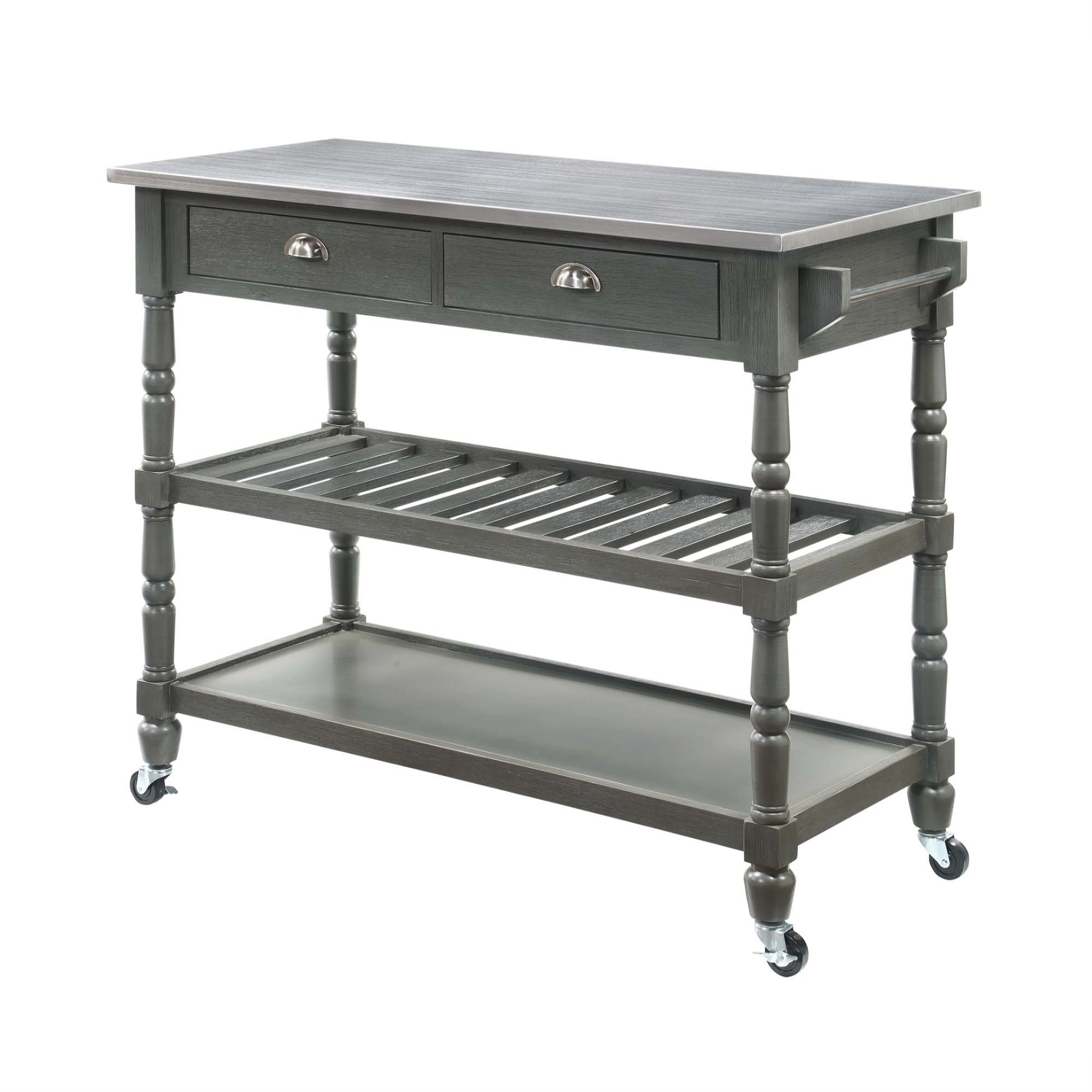 CasaFoyer French Country Stainless Steel Kitchen Cart - Versatile & Practical with Ample Storage, Towel Rack, and Locking Caster Wheels. Ideal for Small Kitchens & Apartments. Available in Various Designs.