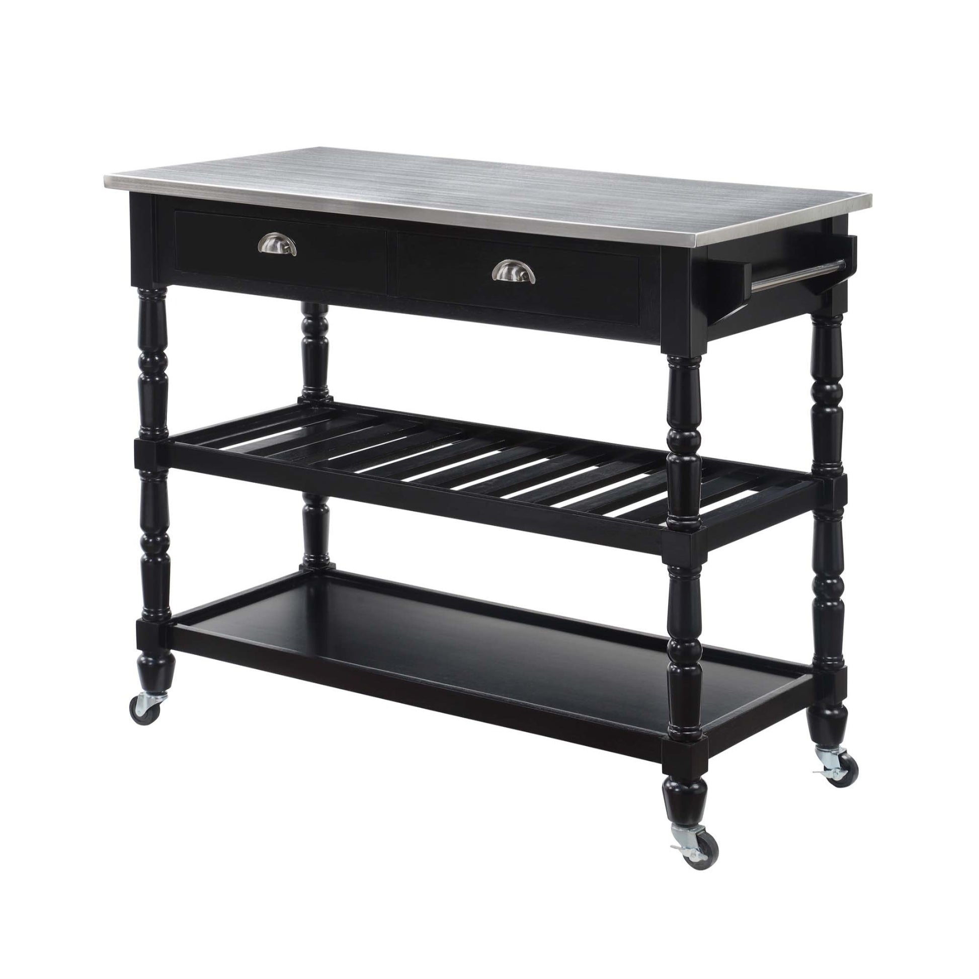 CasaFoyer French Country Stainless Steel Kitchen Cart with Drawers - Functional Design, Ample Storage, Easy Mobility. Perfect for Small Kitchens & Apartments.