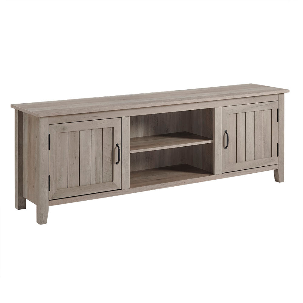 CasaFoyer "70" Contemporary Farmhouse Console - Beadboard Design, Adjustable Shelving, Grey Wash - Elegant & Functional TV Stand"