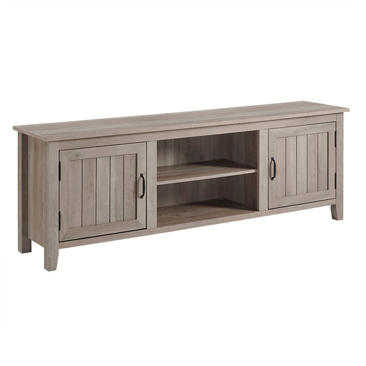 CasaFoyer "70" Contemporary Farmhouse Console - Beadboard Design, Adjustable Shelving, Grey Wash - Elegant & Functional TV Stand"