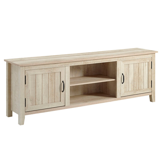 CasaFoyer "70" Exquisite Contemporary Farmhouse Console - Adjustable Shelving, Beadboard Design, Coastal Flair - White Oak"