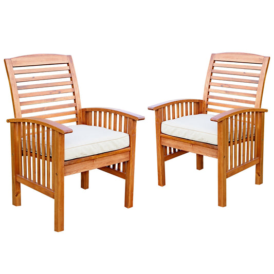 CasaFoyer Exquisite Acacia Hardwood Patio Chairs with Cushions - Set of 2 | Durable & Elegant Outdoor Seating | Perfect for Patio or Deck Ambiance