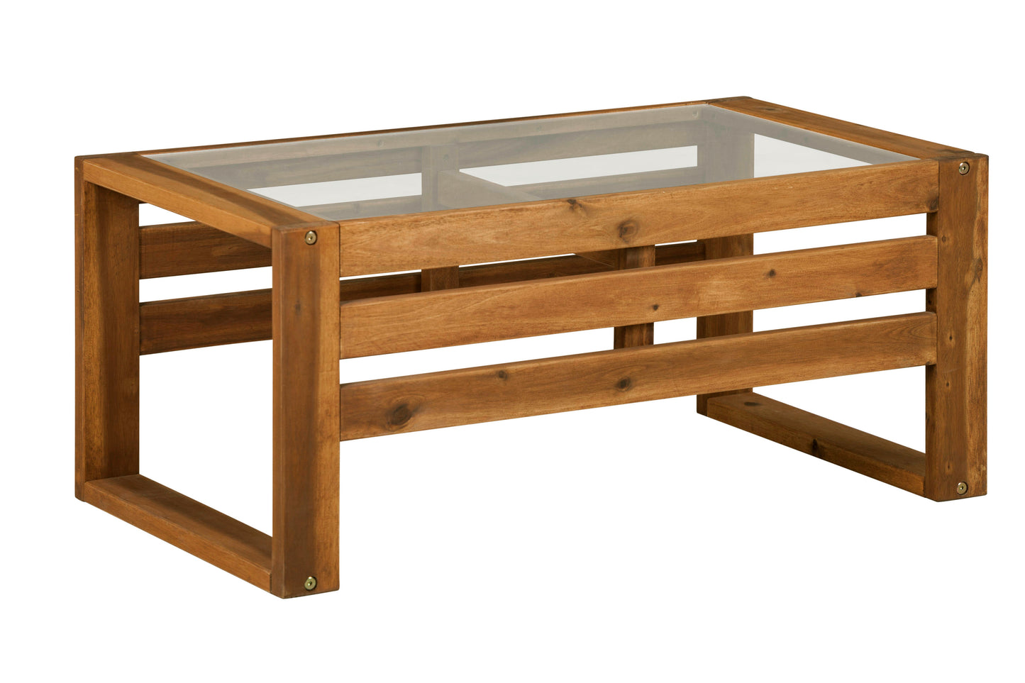 CasaFoyer Acacia Wood and Glass Outdoor Coffee Table - Durable and Stylish Addition to Your Outdoor Furniture Set - Part of the Wood Open Side Collection