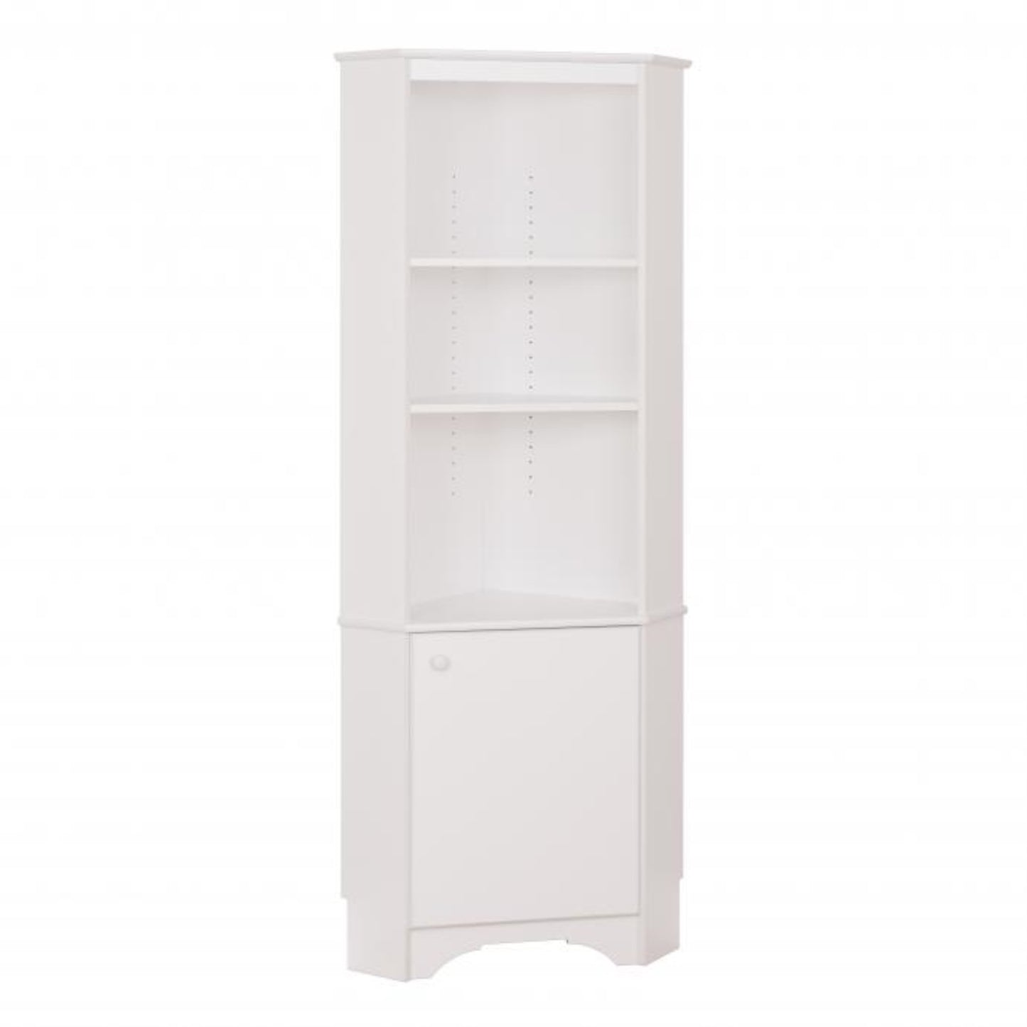 CasaFoyer Elite White Tall 1-Door Corner Storage Cabinet - 72" Height, 3 Adjustable Shelves, Versatile & Durable, Ideal for Kitchen, Entryway, Bedroom - CasaFoyer