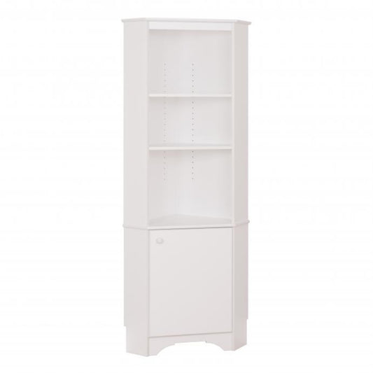 CasaFoyer Elite White Tall 1-Door Corner Storage Cabinet - 72" Height, 3 Adjustable Shelves, Versatile & Durable, Ideal for Kitchen, Entryway, Bedroom - CasaFoyer